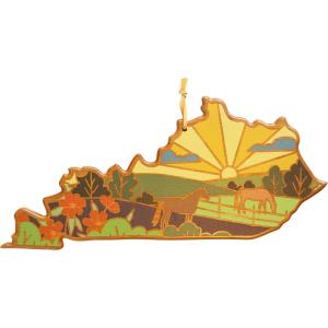 Totally Bamboo Wyoming State Shaped Cutting Board and Charcuterie Serving Platter with Artwork by Summer Stokes, Includes Hang Tie for Wall Display(Kentucky)