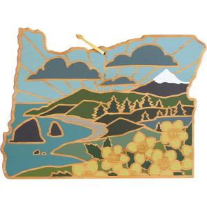 Totally Bamboo Wyoming State Shaped Cutting Board and Charcuterie Serving Platter with Artwork by Summer Stokes, Includes Hang Tie for Wall Display(Oregon)