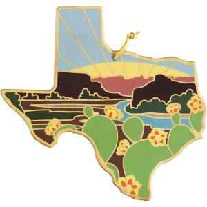 Totally Bamboo Wyoming State Shaped Cutting Board and Charcuterie Serving Platter with Artwork by Summer Stokes, Includes Hang Tie for Wall Display(Texas)