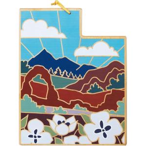 Totally Bamboo Wyoming State Shaped Cutting Board and Charcuterie Serving Platter with Artwork by Summer Stokes, Includes Hang Tie for Wall Display(Utah)
