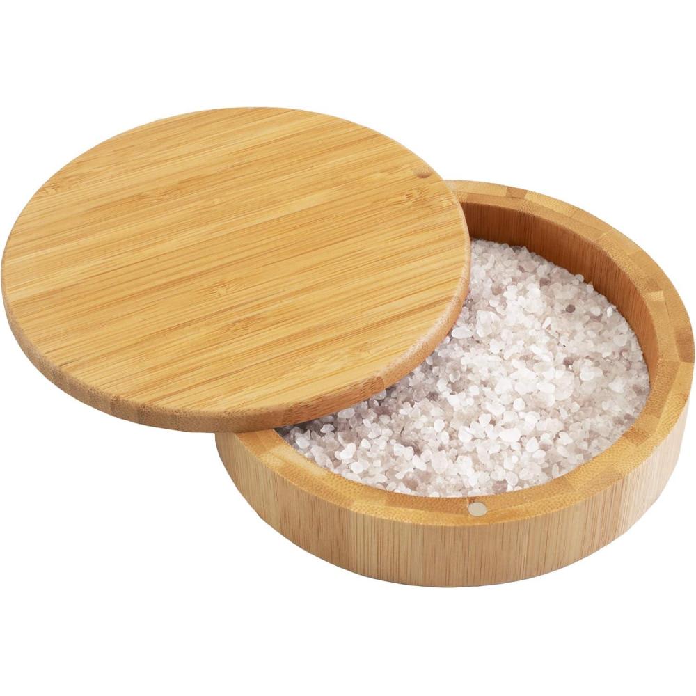 imageTotally Bamboo Margarita Salt Rimmer  EcoFriendly Bamboo Glass Rimmer with Swivel Lid and Magnetic Closure  Cocktail Bar Tool for Margaritas and More
