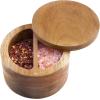Totally Bamboo Rock & Branch Acacia Duet Salt and Pepper Bowl, Salt Cellar and Storage Box with Two Compartments, Magnetic Swivel Lid(Duet)