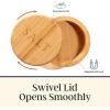 Totally Bamboo Salt Cellar Bamboo Storage Box with Magnetic Swivel Lid, 6 Ounce Capacity, Salt Engraved on Lid(Bamboo)