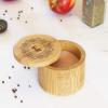 Totally Bamboo Salt Cellar Bamboo Storage Box with Magnetic Swivel Lid, 6 Ounce Capacity, Salt Engraved on Lid(Mandala Flower)