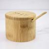 Totally Bamboo Salt Cellar Bamboo Storage Box with Magnetic Swivel Lid, 6 Ounce Capacity, Salt Engraved on Lid(“Salt” Engraved W/Spoon)
