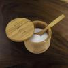 Totally Bamboo Salt Cellar Bamboo Storage Box with Magnetic Swivel Lid, 6 Ounce Capacity, Salt Engraved on Lid(“Salt” Engraved W/Spoon)