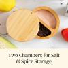 Totally Bamboo Salt Keeper Duet – Bamboo Salt Cellar with Dual Compartments for Salt and Pepper or Spices, Magnetic Swivel Lids, Natural Bamboo Salt Box, 8 Ounce Capacity(Salt Keeper Duet)