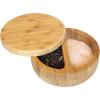 Totally Bamboo Salt Keeper Duet – Bamboo Salt Cellar with Dual Compartments for Salt and Pepper or Spices, Magnetic Swivel Lids, Natural Bamboo Salt Box, 8 Ounce Capacity(Salt Keeper Duet)