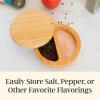 Totally Bamboo Salt Keeper Duet – Bamboo Salt Cellar with Dual Compartments for Salt and Pepper or Spices, Magnetic Swivel Lids, Natural Bamboo Salt Box, 8 Ounce Capacity(Salt Keeper Duet)