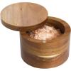 Totally Bamboo Rock & Branch Acacia Duet Salt and Pepper Bowl, Salt Cellar and Storage Box with Two Compartments, Magnetic Swivel Lid(Single)
