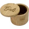 Totally Bamboo Salt Cellar Bamboo Storage Box with Magnetic Swivel Lid, 6 Ounce Capacity, Salt Engraved on Lid(“Salt” Script Engraving)