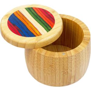 Totally Bamboo Baltique Marrakesh Collection Salt Cellar and Storage Box, Bamboo and Colored Birch Wood, 8 Ounce Capacity