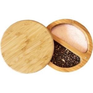 Totally Bamboo Salt Keeper Duet – Bamboo Salt Cellar with Dual Compartments for Salt and Pepper or Spices, Magnetic Swivel Lids, Natural Bamboo Salt Box, 8 Ounce Capacity(Salt Keeper Duet)