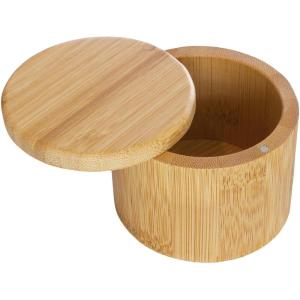Totally Bamboo Salt Keeper Duet – Bamboo Salt Cellar with Dual Compartments for Salt and Pepper or Spices, Magnetic Swivel Lids, Natural Bamboo Salt Box, 8 Ounce Capacity(Original Salt Box)