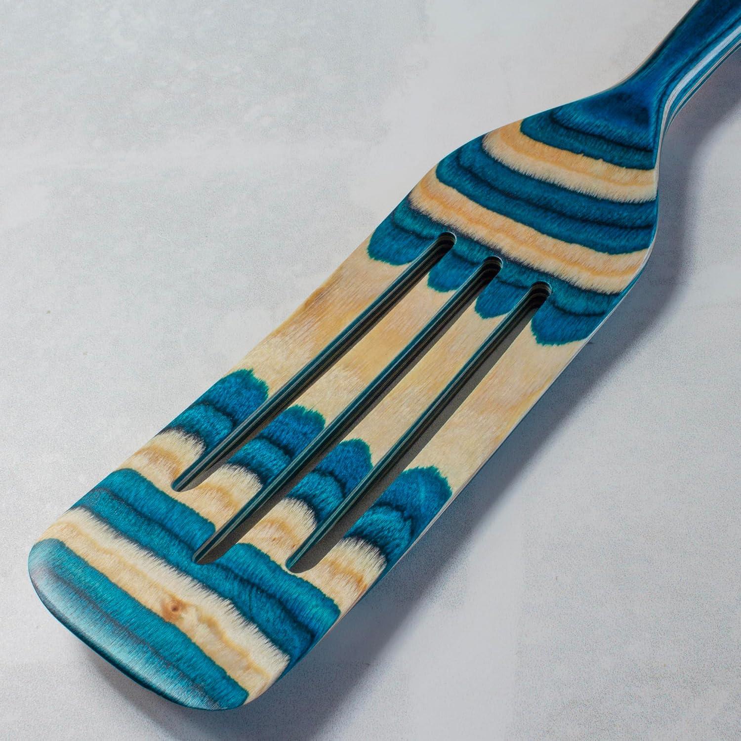 imageBaltique Mykonos 13 Inch Wooden Slotted Spurtle Spatula Colorful Layered Birch Cooking Utensil for Stirring Mixing amp Serving