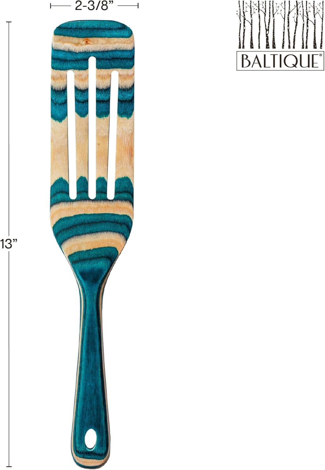 imageBaltique Mykonos 13 Inch Wooden Slotted Spurtle Spatula Colorful Layered Birch Cooking Utensil for Stirring Mixing amp Serving