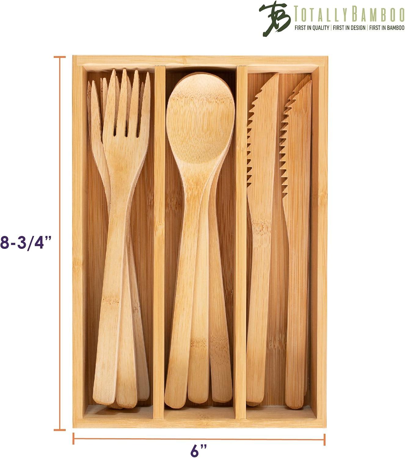 imageTotally Bamboo 12Piece Reusable Bamboo Flatware Set with Portable Storage Case Dishwasher Safe