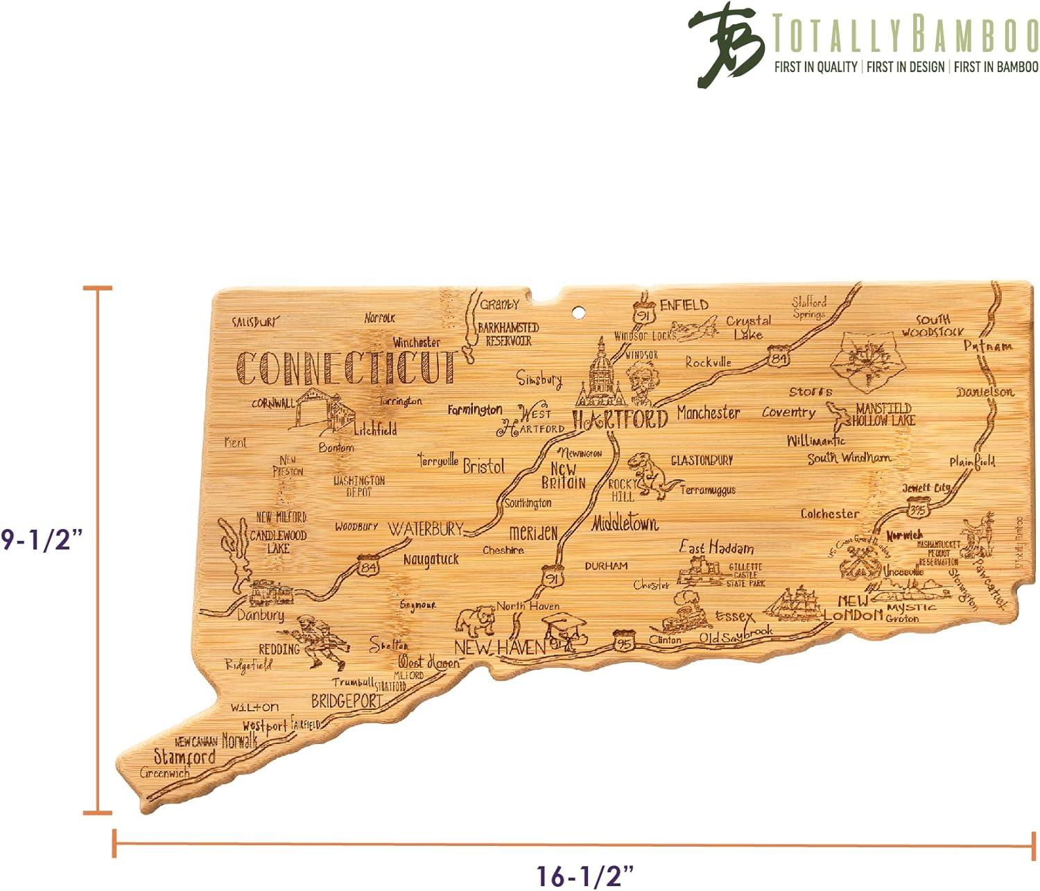 imageTotally Bamboo Destination Connecticut State Shaped Serving and Cutting Board Includes Hang Tie for Wall Display