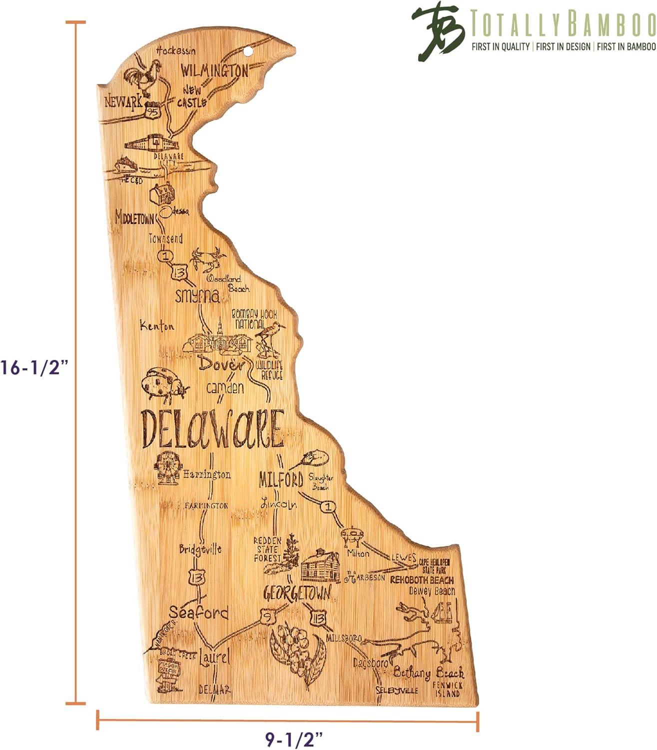 imageTotally Bamboo Destination Delaware State Shaped Serving and Cutting Board Includes Hang Tie for Wall Display
