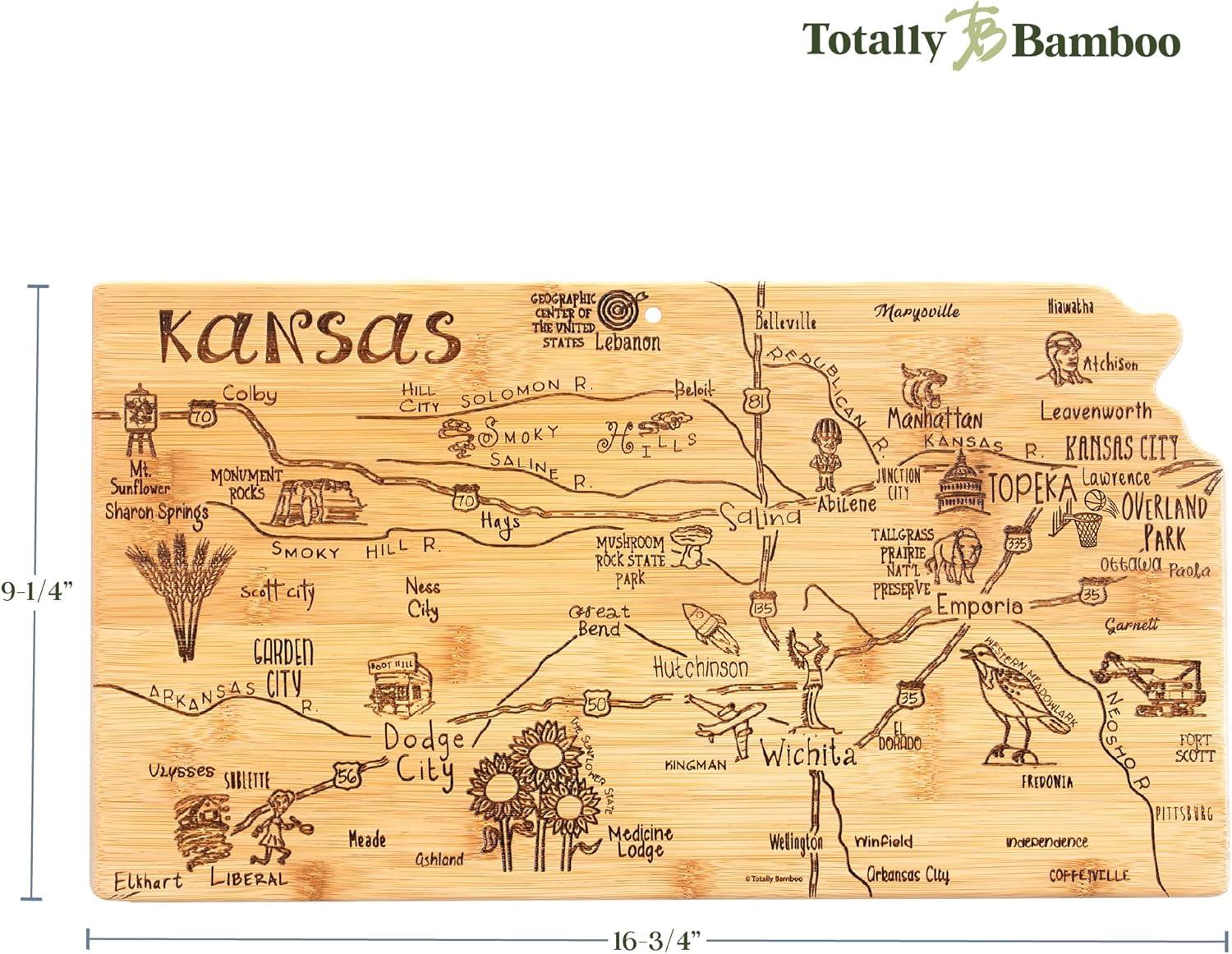 imageTotally Bamboo Destination Kansas State Shaped Serving and Cutting Board Includes Hang Tie for Wall Display168L x 93W