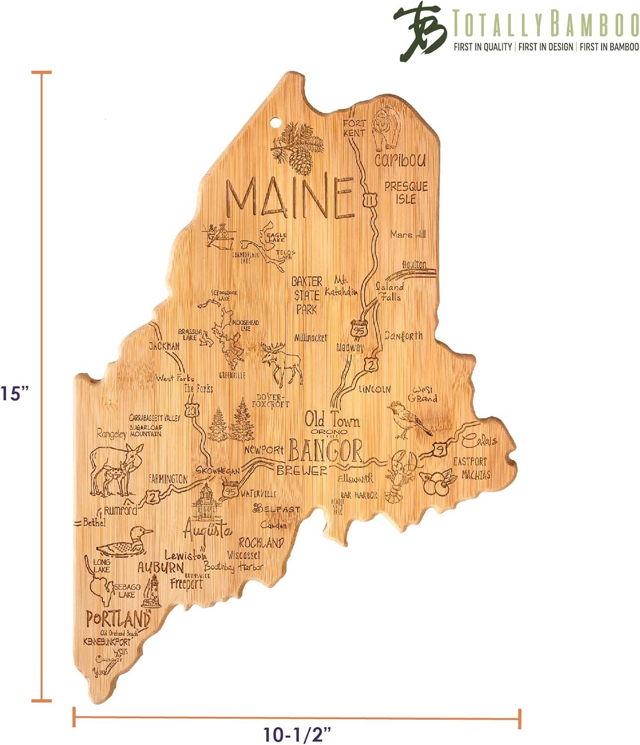 imageTotally Bamboo Destination Maine State Shaped Serving and Cutting Board Includes Hang Tie for Wall Display