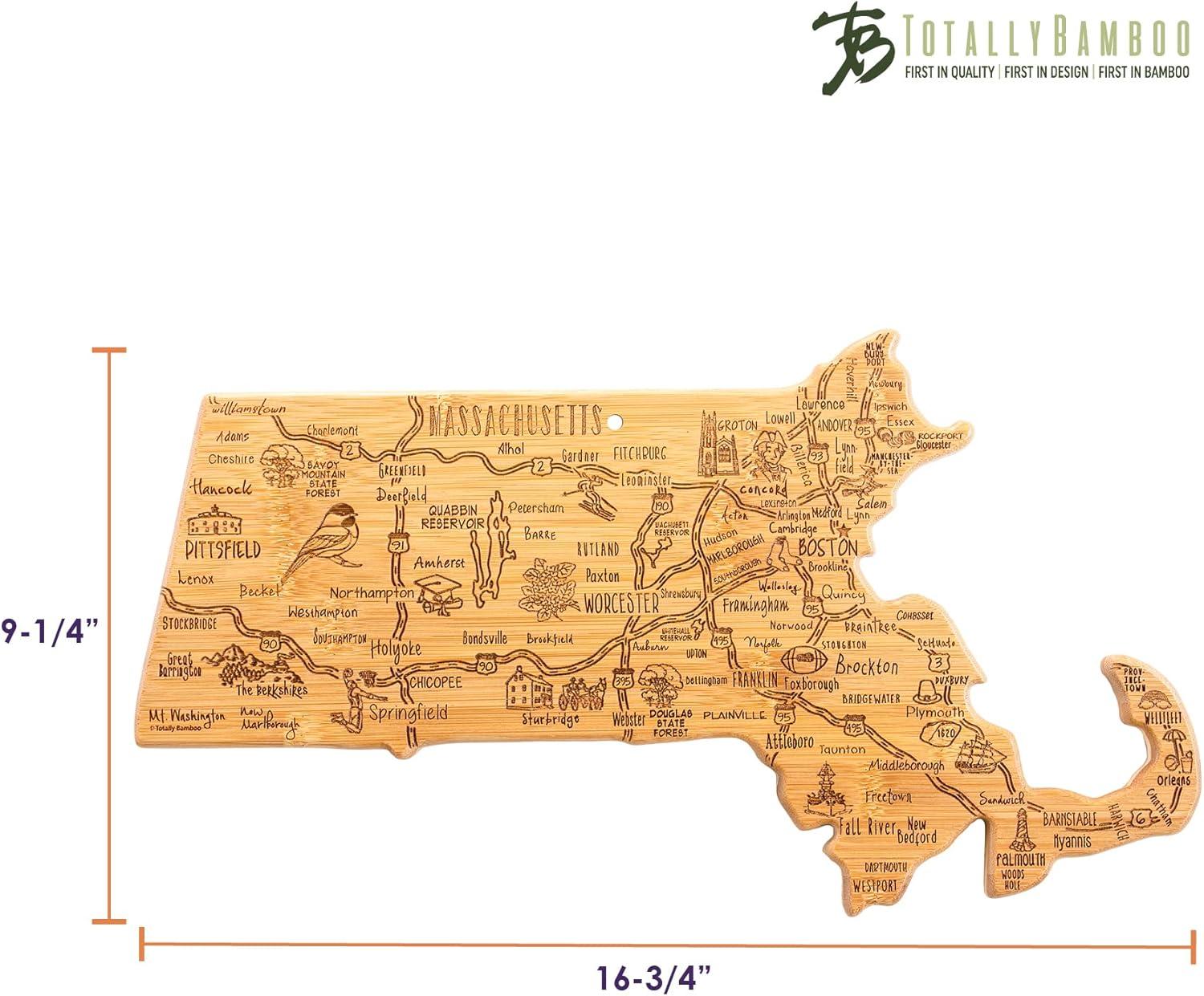 imageTotally Bamboo Destination Massachusetts State Shaped Serving and Cutting Board Includes Hang Tie for Wall Display