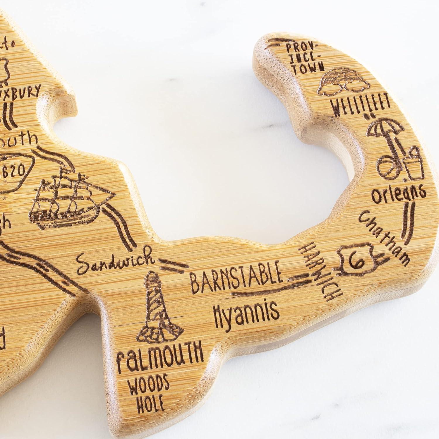 imageTotally Bamboo Destination Massachusetts State Shaped Serving and Cutting Board Includes Hang Tie for Wall Display
