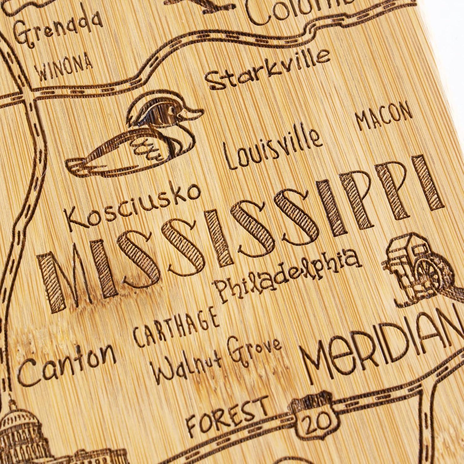 imageTotally Bamboo Destination Mississippi State Shaped Serving and Cutting Board Includes Hang Tie for Wall Display