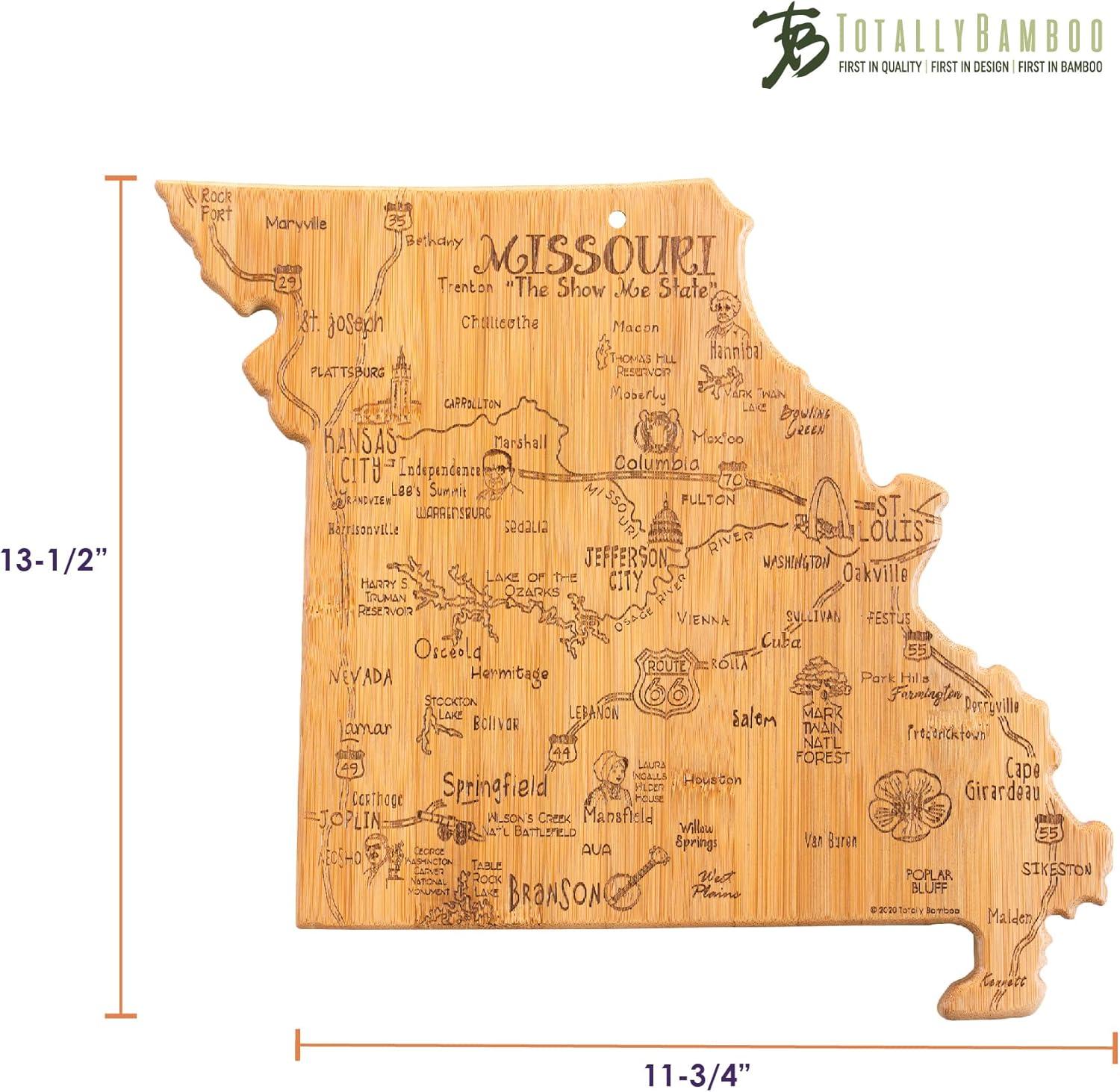 imageTotally Bamboo Destination Missouri State Shaped Serving and Cutting Board Includes Hang Tie for Wall Display