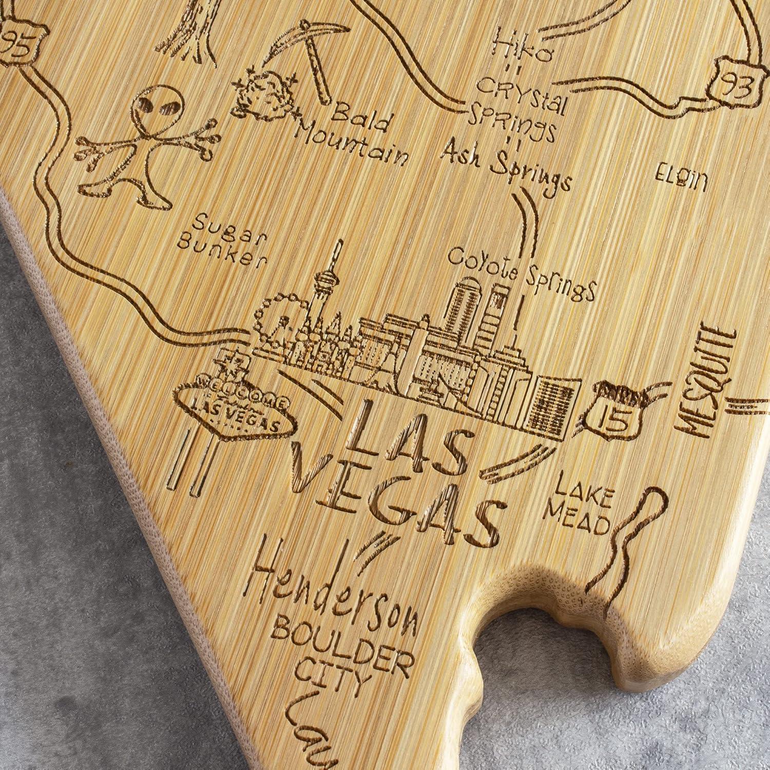 imageTotally Bamboo Destination Nevada State Shaped Serving and Cutting Board Includes Hang Tie for Wall Display