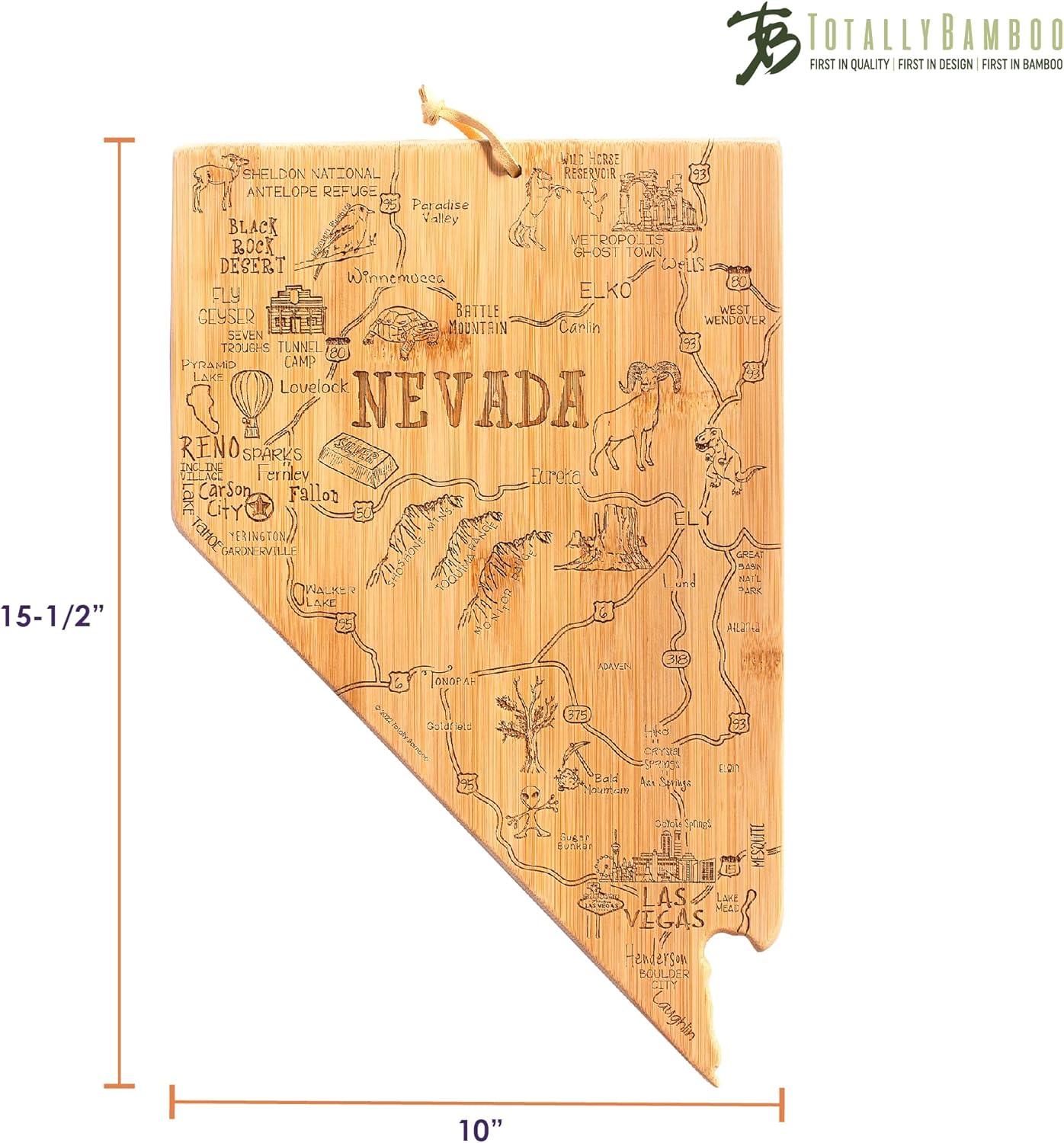 imageTotally Bamboo Destination Nevada State Shaped Serving and Cutting Board Includes Hang Tie for Wall Display