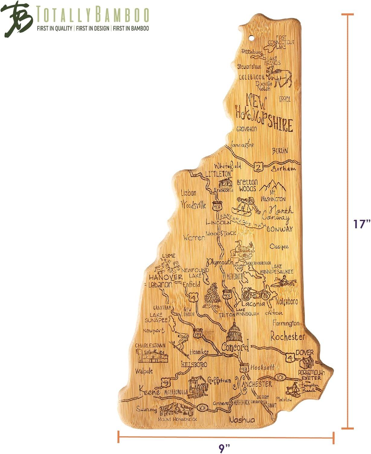 imageTotally Bamboo Destination New Hampshire State Shaped Serving and Cutting Board Includes Hang Tie for Wall Display