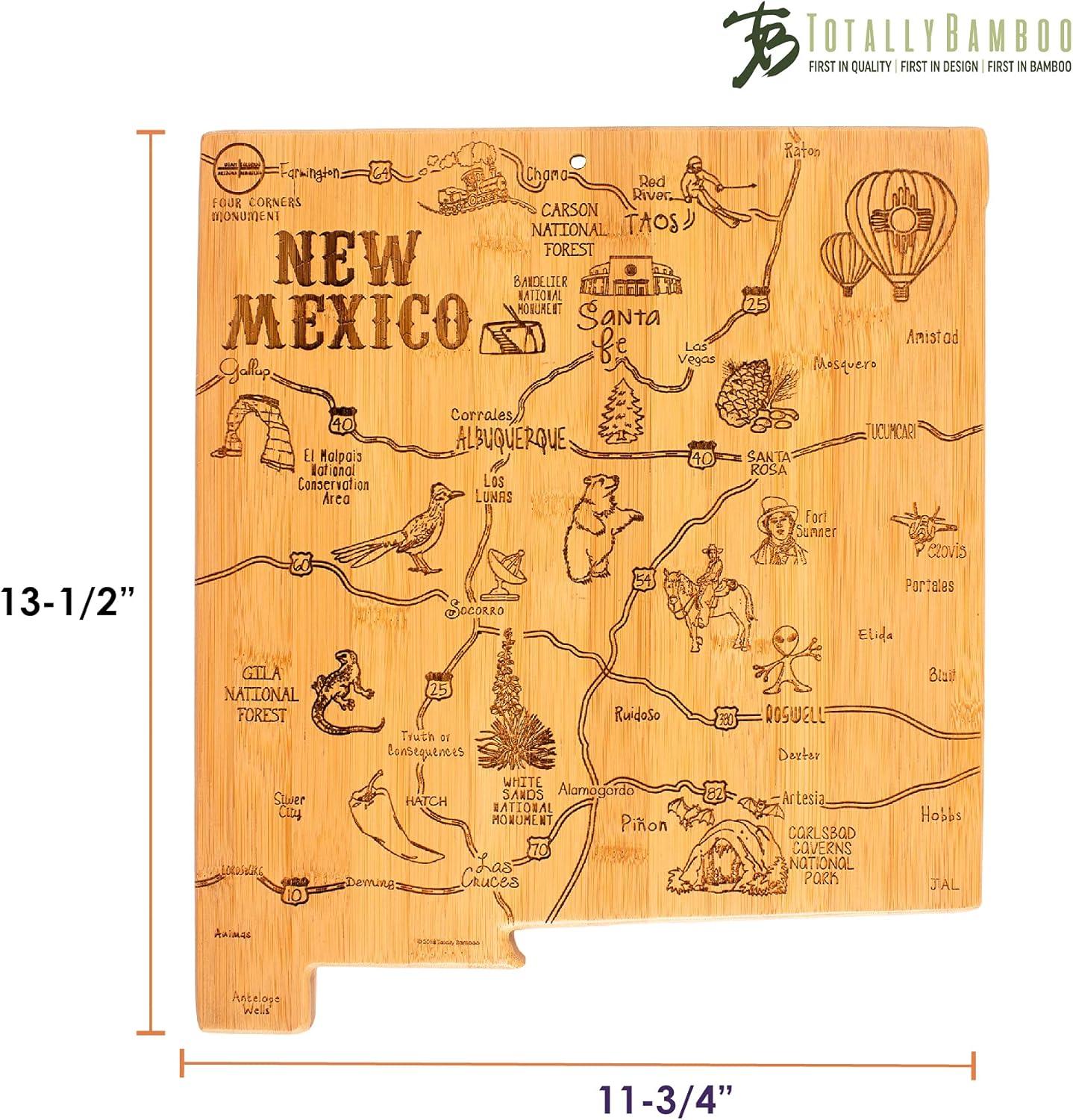 imageTotally Bamboo Destination New Mexico State Shaped Serving and Cutting Board Includes Hang Tie for Wall Display