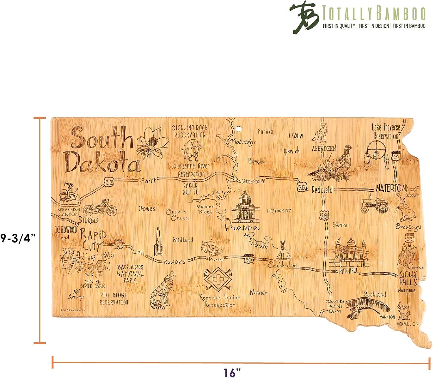 imageTotally Bamboo Destination South Dakota State Shaped Serving and Cutting Board Includes Hang Tie for Wall Display