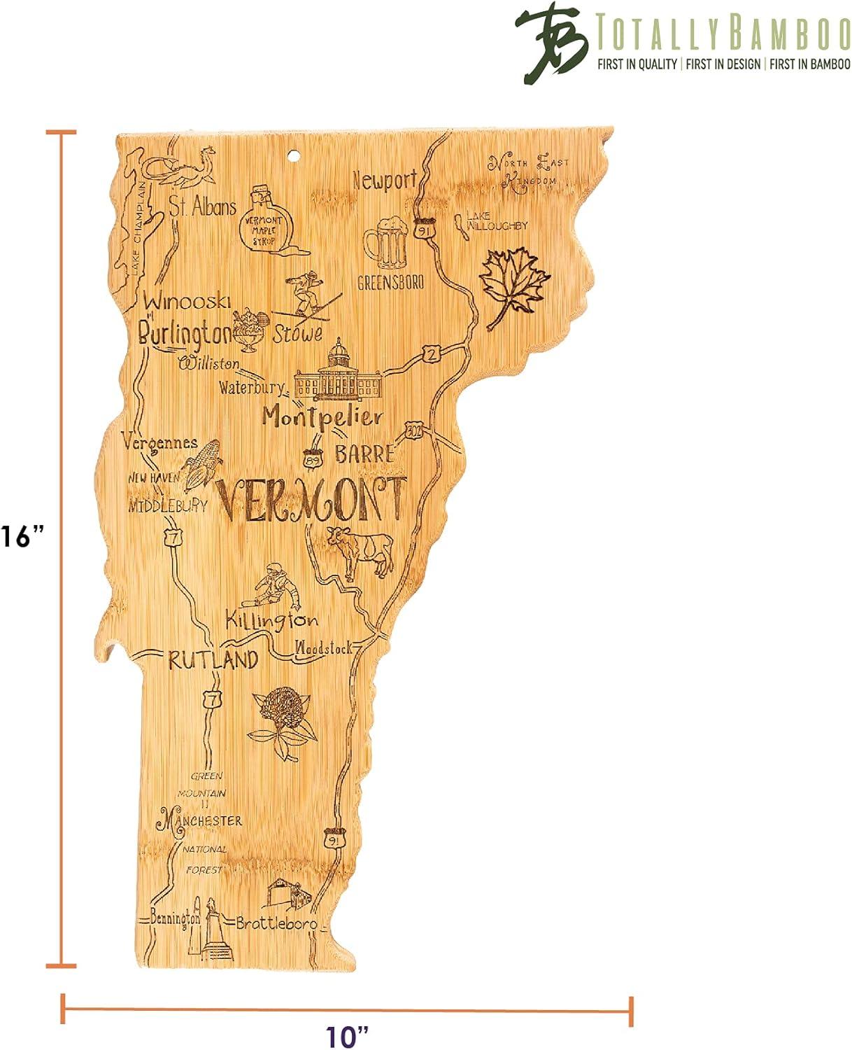 imageTotally Bamboo Destination Vermont State Shaped Serving and Cutting Board Includes Hang Tie for Wall Display