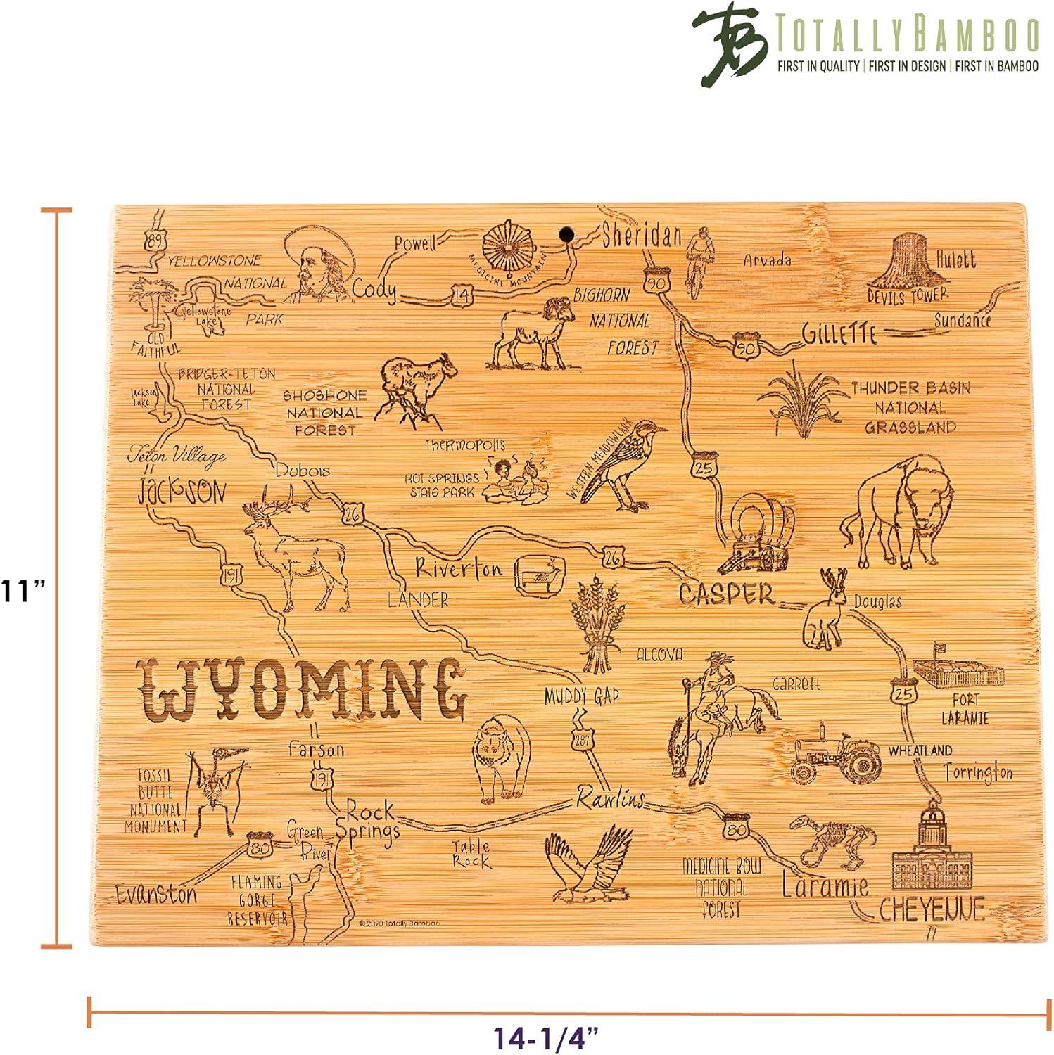 imageTotally Bamboo Destination Wyoming State Shaped Serving and Cutting Board Includes Hang Tie for Wall Display