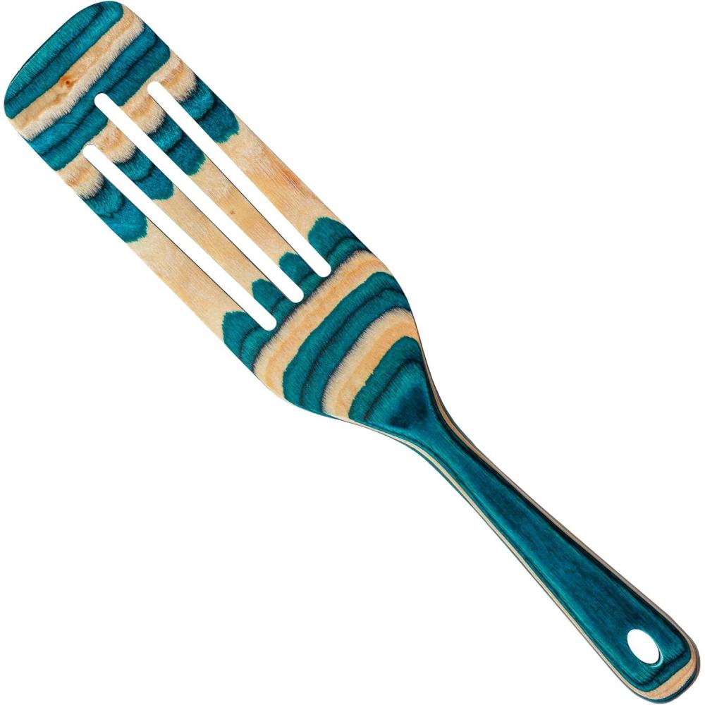 imageBaltique Mykonos 13 Inch Wooden Slotted Spurtle Spatula Colorful Layered Birch Cooking Utensil for Stirring Mixing amp Serving