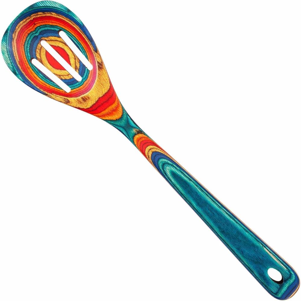 imageTotally Bamboo Baltique Montego Bay Collection 1212 Wooden Slotted Cooking Spoon Safe for NonstickSlotted Cooking Spoon