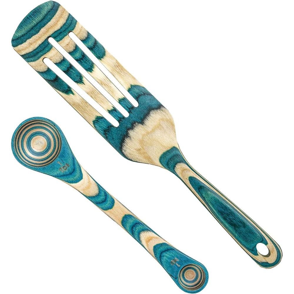 imageTotally Bamboo Baltique Mykonos Collection 2 Piece Cooking Utensil Set Spurtle amp Measuring Spoon
