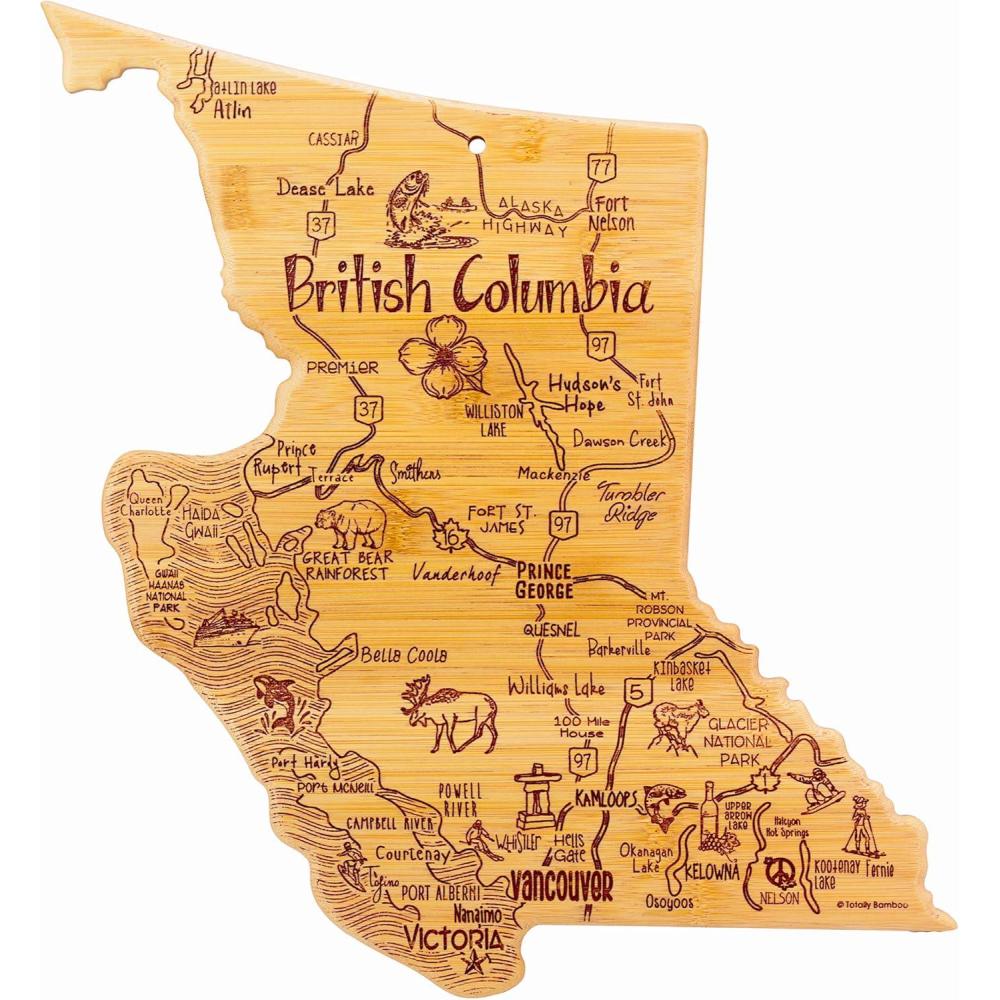imageTotally Bamboo Destination British Columbia Province Shaped Serving and Cutting Board Includes Hang Tie for Wall Display