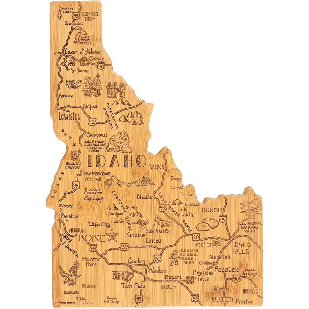 imageTotally Bamboo Destination Idaho Shaped Cutting Board  Bamboo Charcuterie and Serving Board with Hang Tie for Wall Display105L x 15W