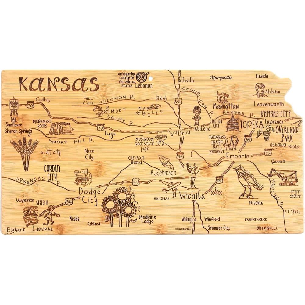 imageTotally Bamboo Destination Kansas State Shaped Serving and Cutting Board Includes Hang Tie for Wall Display168L x 93W