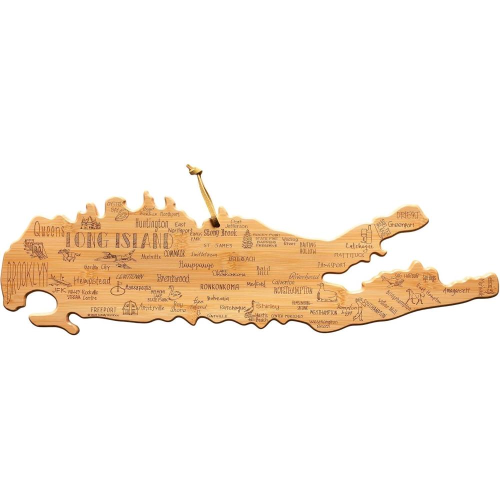 imageTotally Bamboo Destination Long Island Shaped Cutting Board Bamboo Charcuterie and Serving Board with Hang Tie for Wall Display