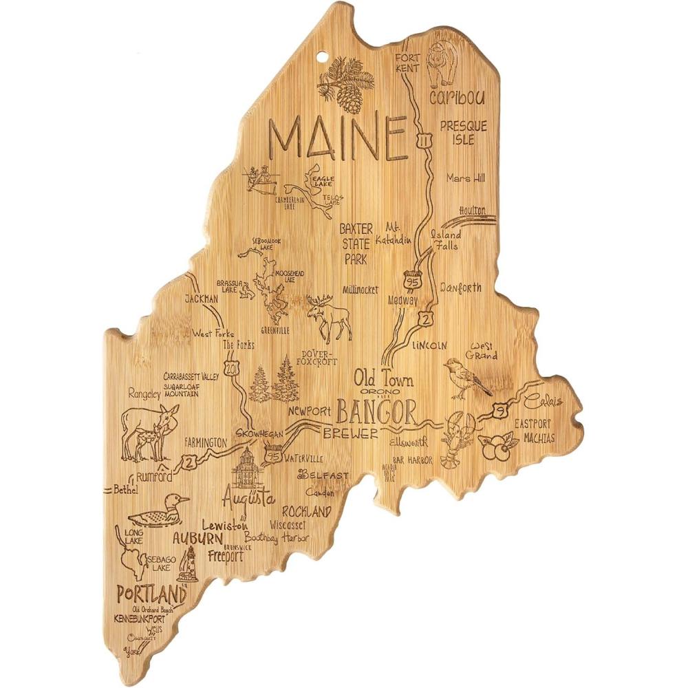 imageTotally Bamboo Destination Maine State Shaped Serving and Cutting Board Includes Hang Tie for Wall Display
