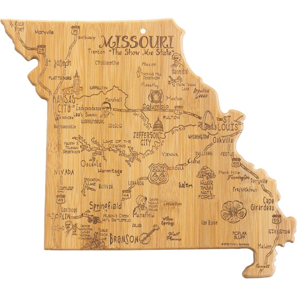 imageTotally Bamboo Destination Missouri State Shaped Serving and Cutting Board Includes Hang Tie for Wall Display