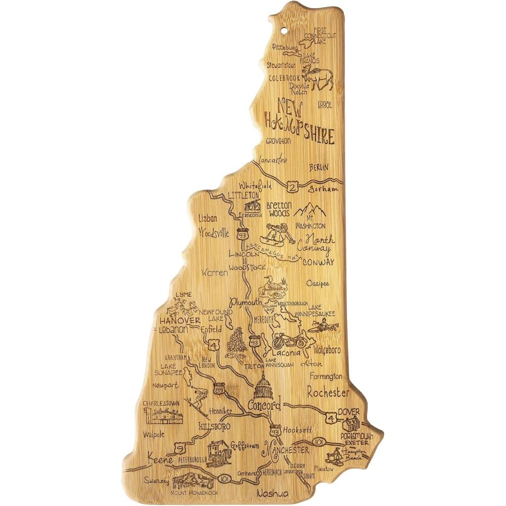 imageTotally Bamboo Destination New Hampshire State Shaped Serving and Cutting Board Includes Hang Tie for Wall Display