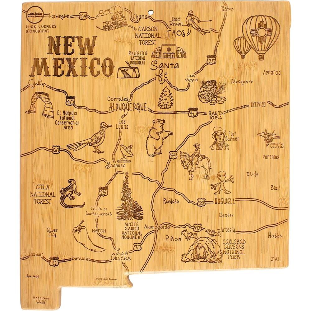 imageTotally Bamboo Destination New Mexico State Shaped Serving and Cutting Board Includes Hang Tie for Wall Display