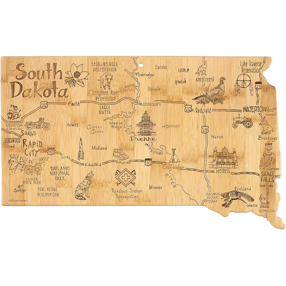 imageTotally Bamboo Destination South Dakota State Shaped Serving and Cutting Board Includes Hang Tie for Wall Display