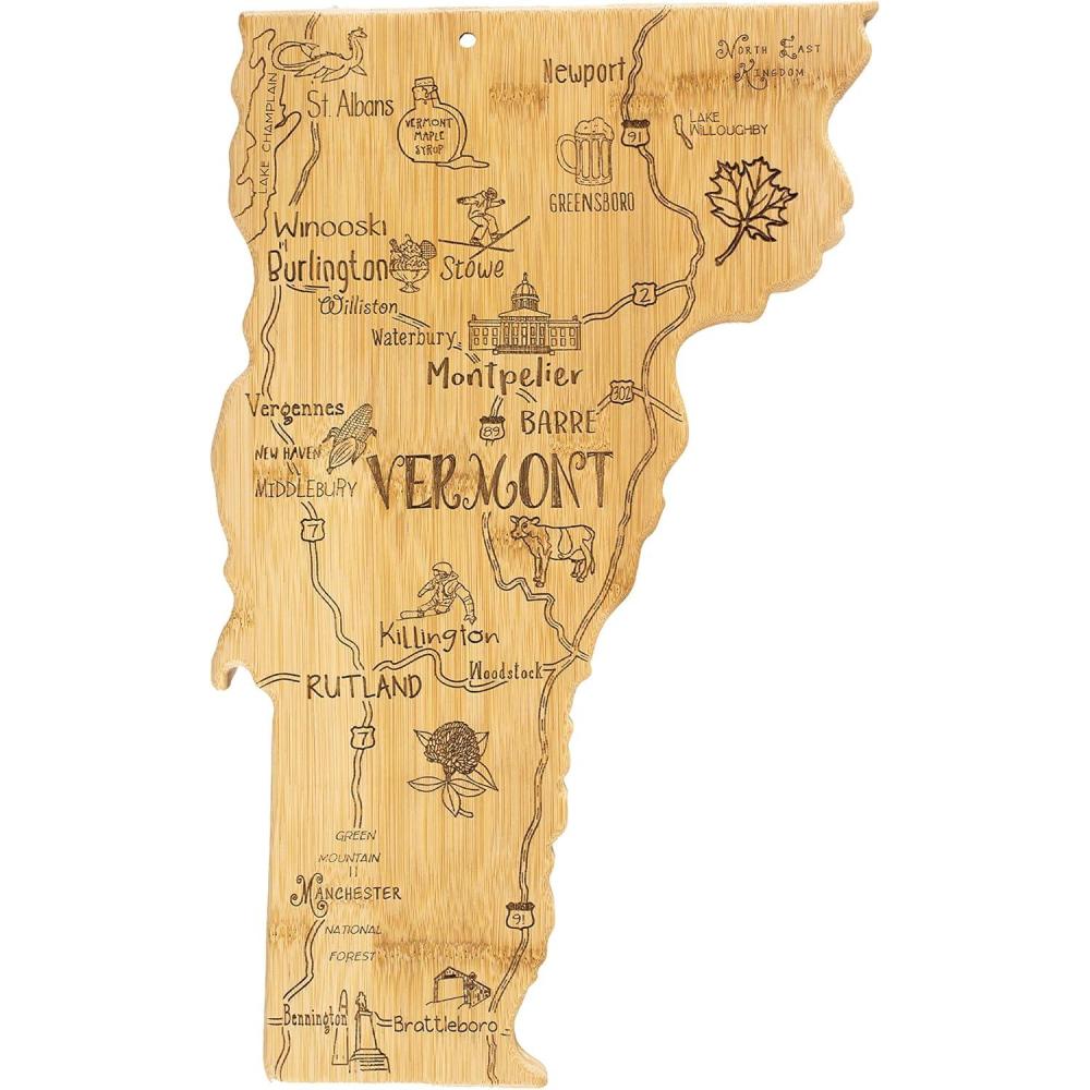 imageTotally Bamboo Destination Vermont State Shaped Serving and Cutting Board Includes Hang Tie for Wall Display
