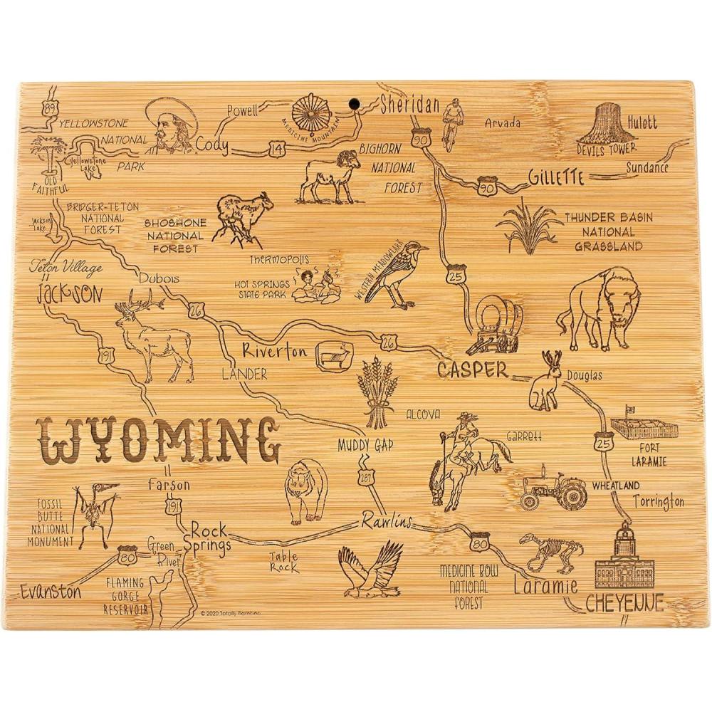 imageTotally Bamboo Destination Wyoming State Shaped Serving and Cutting Board Includes Hang Tie for Wall Display